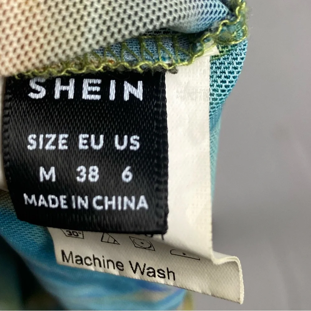 Matching Set Dress Multicolor Marble Print Mesh Dress Lettuce Trim SHEIN - Picture 9 of 11